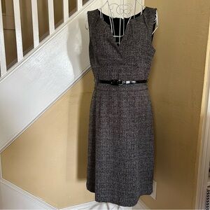 White House Black Market Gray Tweed Midi Dress